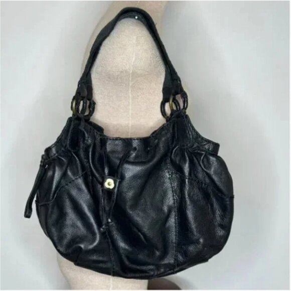Lucky Brand Boho Soft Leather Black Hobo Shoulder Bag - Picture 1 of 13